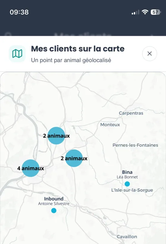 Carte des clients géolocalisés dans Stenko Pro