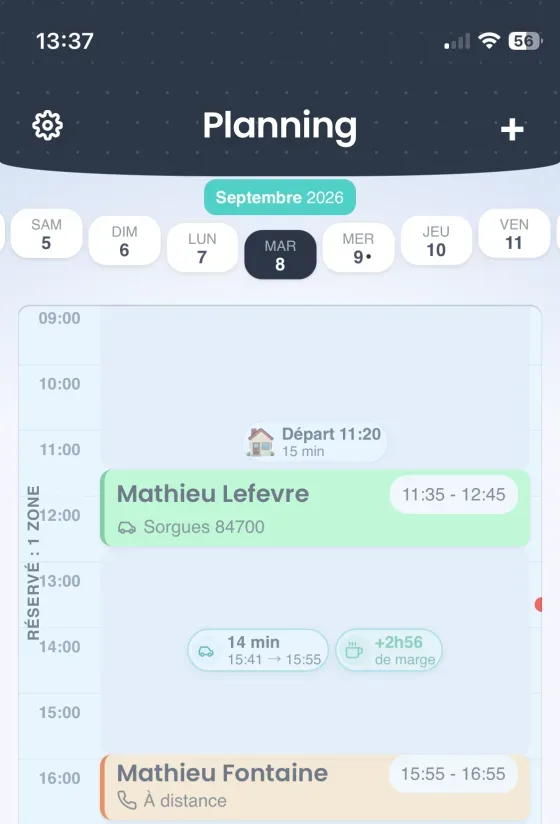 Planning du jour consultable hors ligne dans Stenko Pro