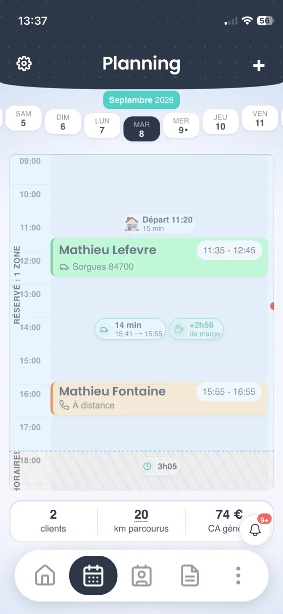 Planning d'une journée dans Stenko Pro