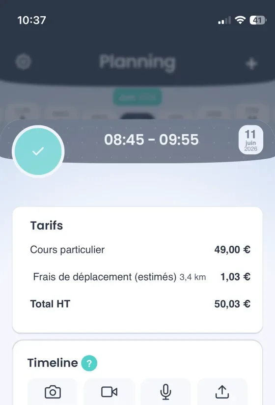 Détail d'un rendez-vous dans Stenko Pro avec photos, vidéo et note vocale