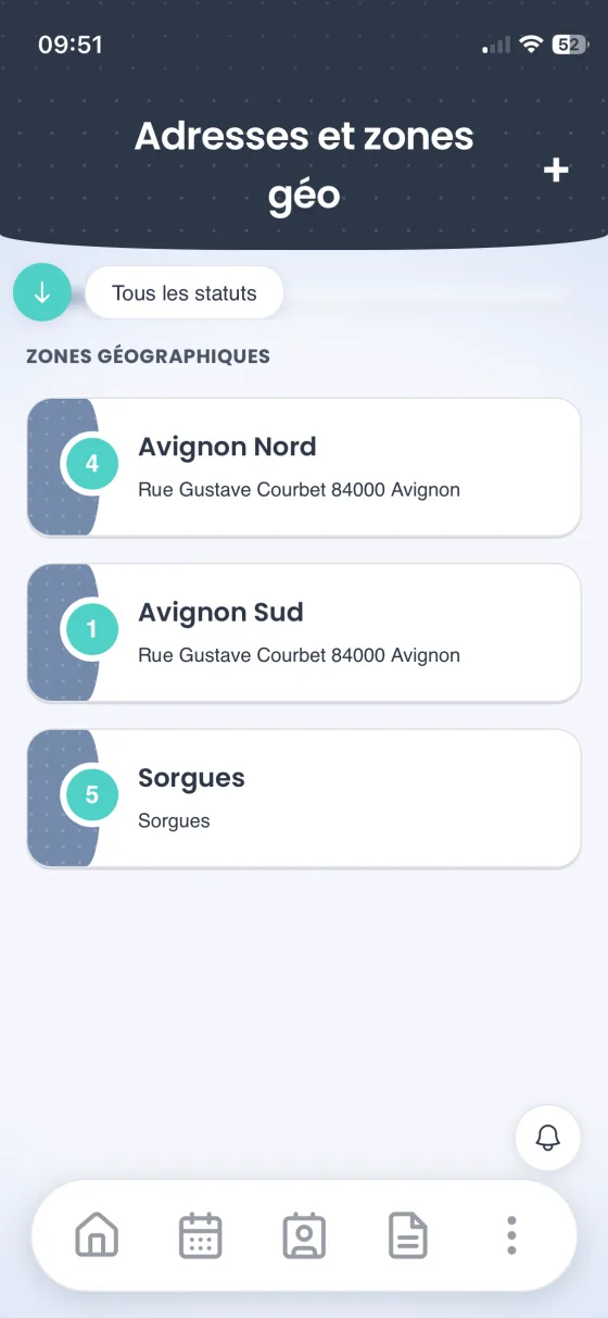 Zones géographiques paramétrées dans Stenko Pro